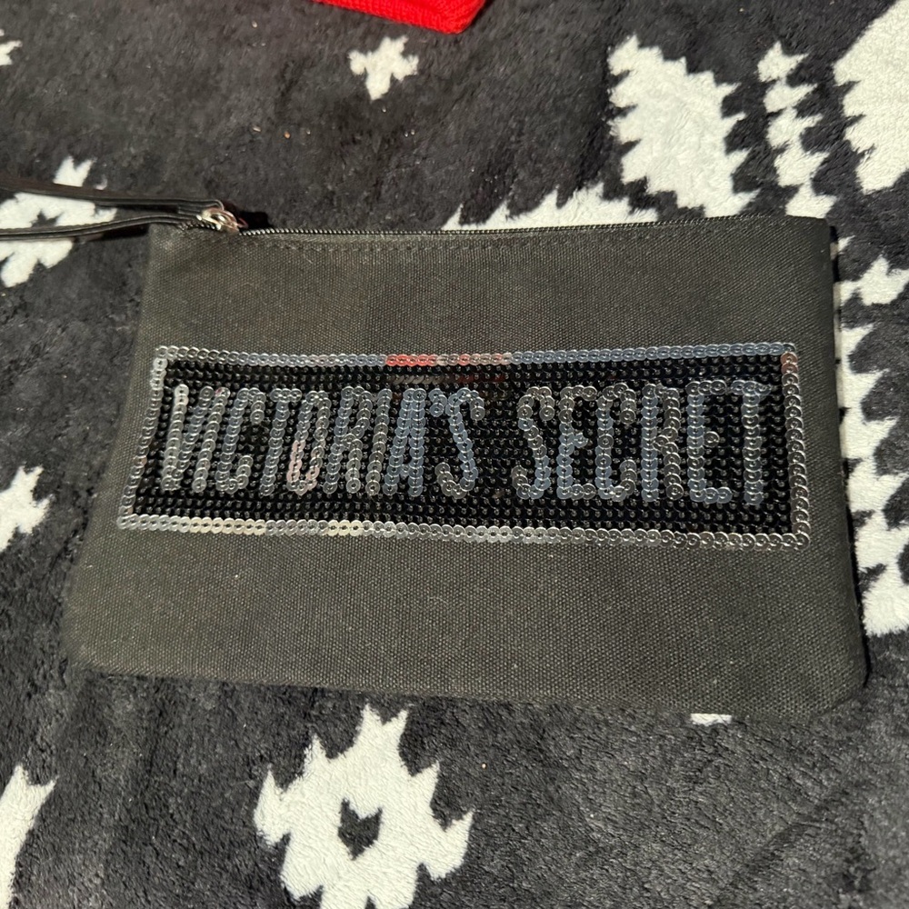 Victoria's Secret Black Clutch with Silver Sequins